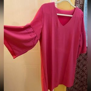 V neck bell sleeve dress